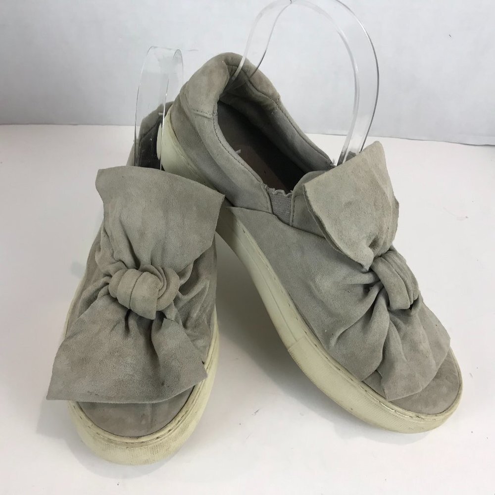 J-Slides Grey Suede Leather Bow Slip on US 7.5